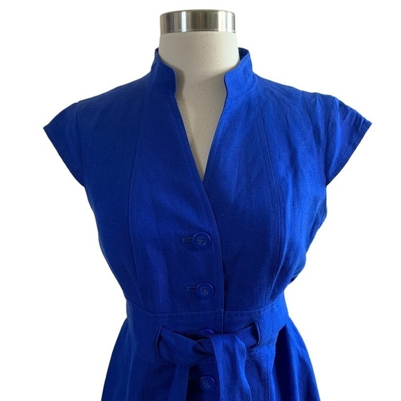 Calvin Klein Linen Rayon Polyester Belted Dress Good Condition No Flaws or Wear - Picture 3 of 9